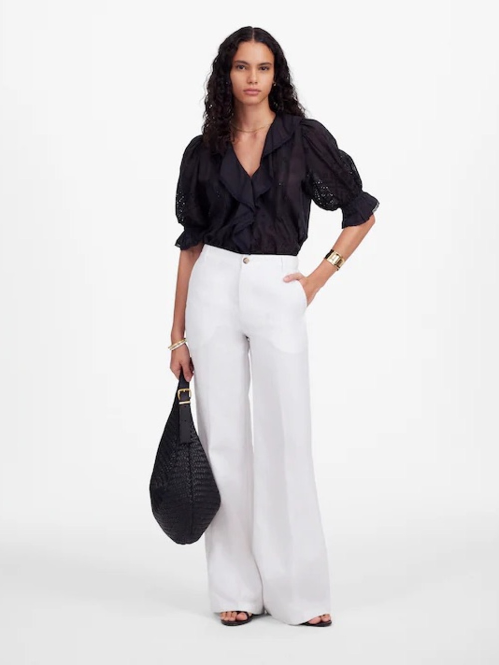 Madewell The Zoe Relaxed Wide Pant in 100% Linen